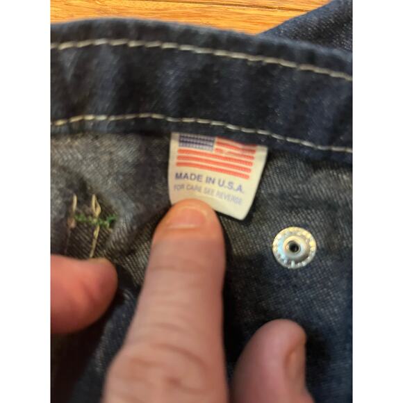 Big Smith Rigid Bib Overalls Men 46x32 Dark Blue Jean Denim Carpenter USA-NOS - Picture 4 of 5